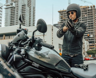 A rider taking off his gloves/Un cavalier enlevant ses gants